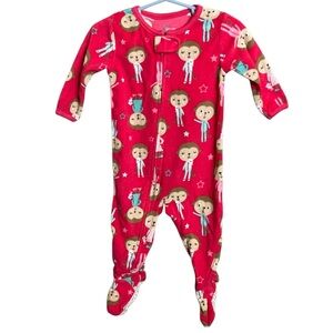 Carter’s monkeys Graphics Fleece Zip Up Footie Pajamas - Size 9 months